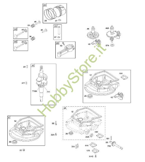 C - Albero a camme, coperchio/coppa carter albero motore, albero motore, biella/anelli/pistone B&S - 10 €¦ 10A902-2128-E1 brand Stihl